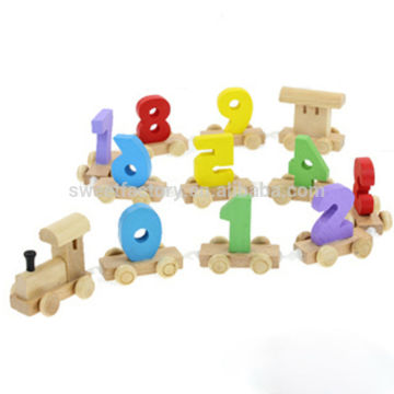 Education wooden train for kids,Hot sale digital wooden train toy set