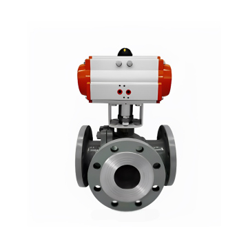 Pneumatic Three-way Flange Ball Valve