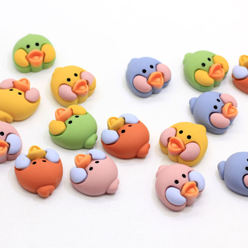 Bulk 100Pcs Animal Bird Duck Chick Head Cabochons Flatback Resina Testa di animale Craft Slime Charms Accessori per capelli fai da te