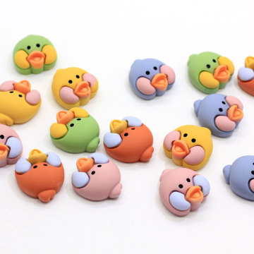 Bulk 100 stks Dier Vogel Eend Kuiken Hoofd Cabochons Plaksteen Hars Dierenkop Craft Slime Charms DIY Haarband Accessoires