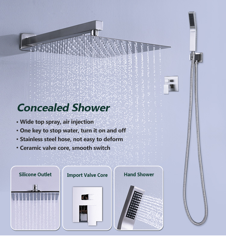 Guangdong Bath Room Wall Mount Stainless Steel Hot and Cold Thermostatic Bath & Shower Set with Mixer