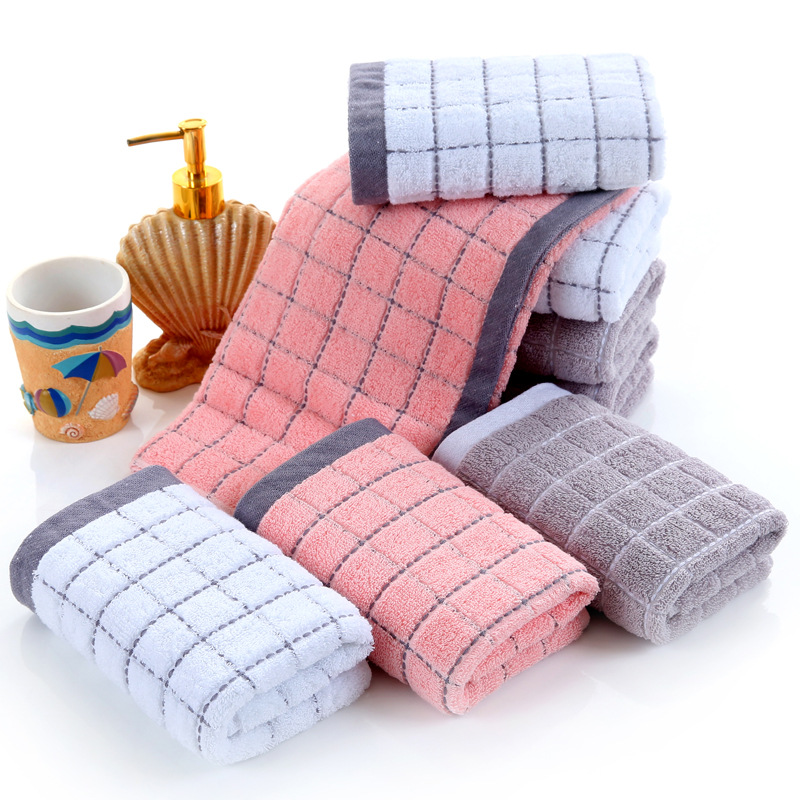 Manufacturer direct sale towel lover men towel plaid jacquard labor protection towel (1)