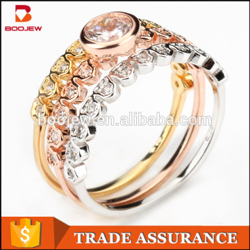 wholesale rhinestone ring rose gold 925 silver silver engagement ring set