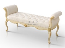 Palace Style Vintage Classic White Bedroom Bench