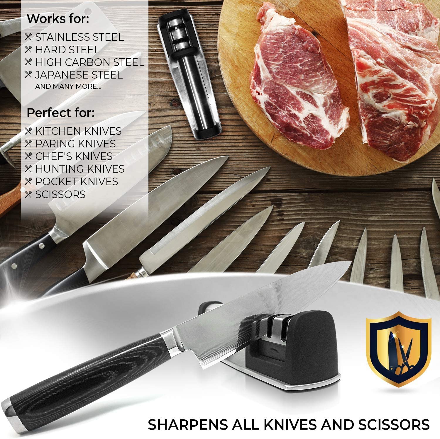 Kitchen Knife Accessories: 2-Stage Knife Sharpener Helps Repair, Restore and Polish Blades