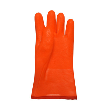 Fluoreszierender doppelt getauchter PVC-Handschuh in Sandoptik 35 cm