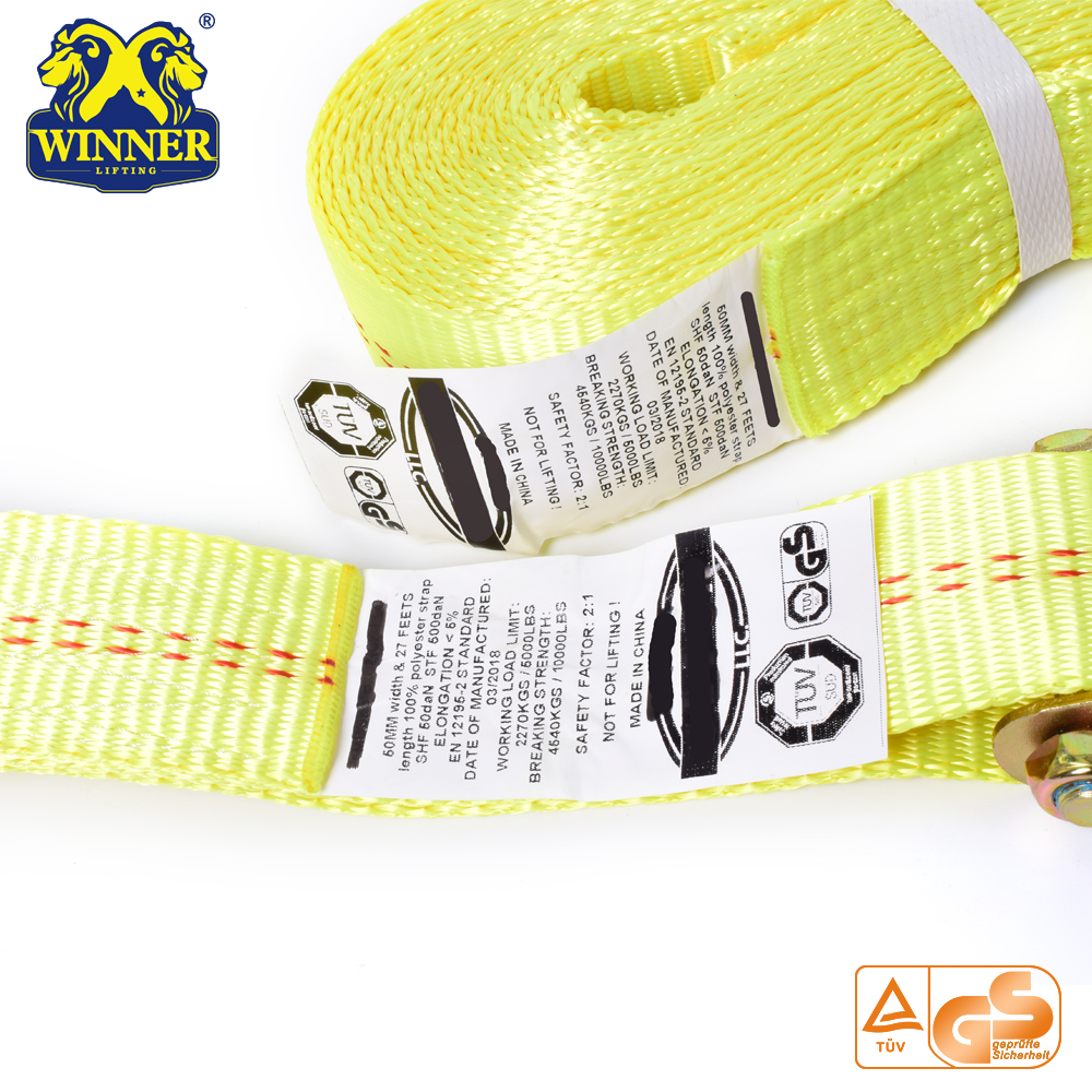 Polyester Customized Ratchet Tie Down Strap With Hooks