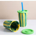 Custom Silicone Tumbler Cup with Lid and Straw