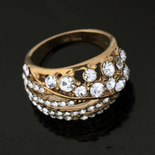 Gold Plated Fashion Jewelry Sets Ring For Women With White Zircon
