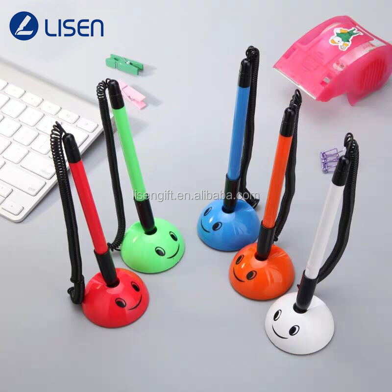 Unique Hotel Desk Holder Chain Bank Pen Table Ball Pen Promotional Ballpoint Pen with Stand