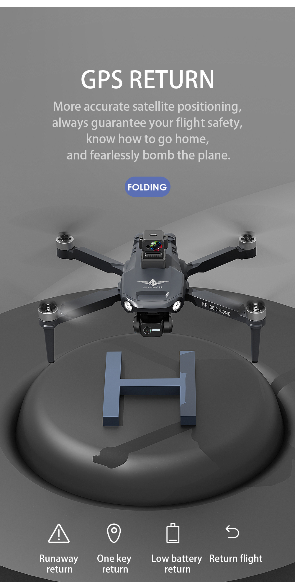 2022 New Drone KF106 MAX 6K HD Dual Camera With GPS Optical Flow Localization Remote Control Aerial Photography Folding Drones