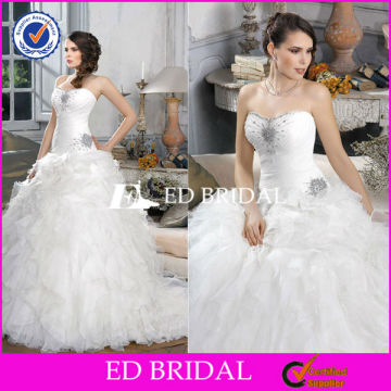 XL860 hot sale beaded crystals ruffled skirt ball gown 2014 latest bridal wedding gowns pictures