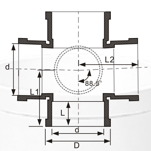 Din Drainage Upvc Cross Door Warna Kelabu