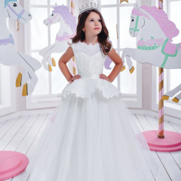 White sleeveless Wedding dresses party kids party wear dresses children dresses