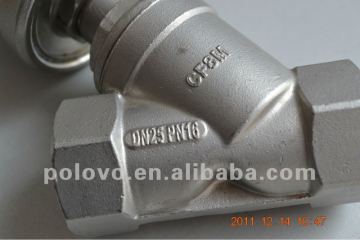 Pneumatic control angel seat valve + Completely stainless steel material