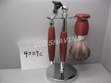 chorme stand wood color hair removal brush set