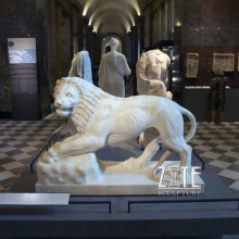 High Workmanship Life Size Lion marble carved animal figures