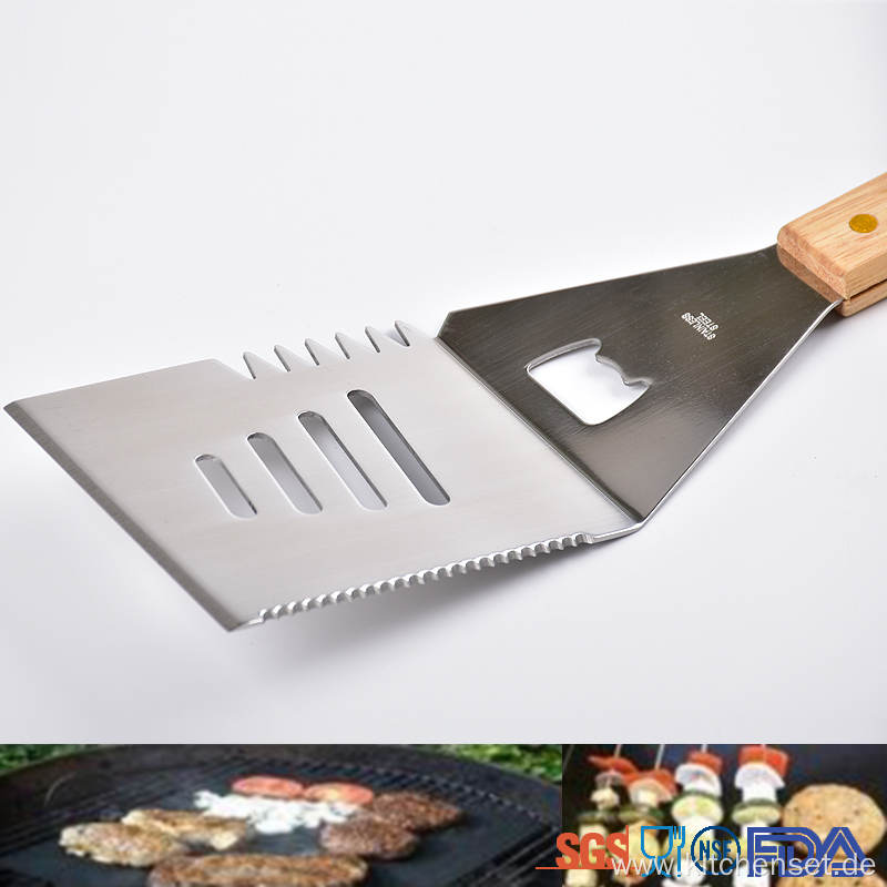 Multi-functional Wooden Handle BBQ Grilling Utensils
