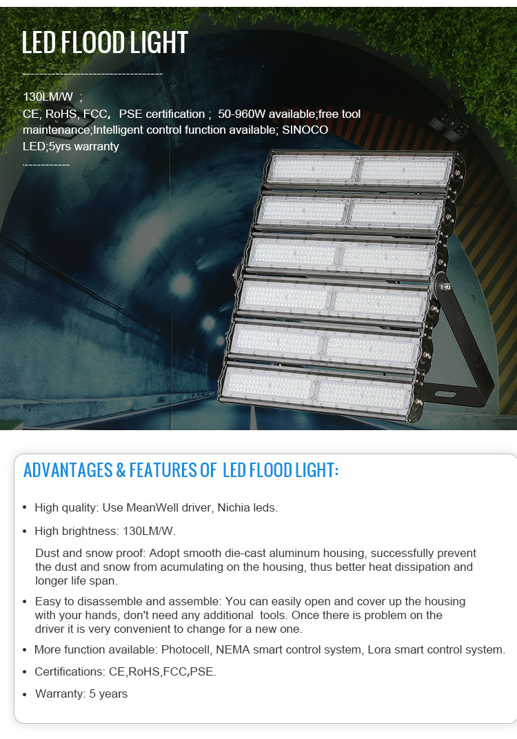 SINOCO outdoor soccer field long-distance 220 volt led flood light