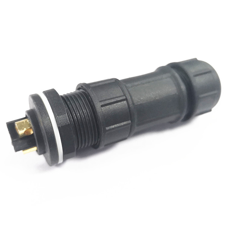 Nylon M12 front mount rear mount power connector with dustproof cover