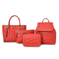 Large Zip-Top Bedford Tote Red Quilted Leather Bag