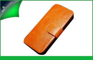 Cute Yellow Apple Iphone 5s Leather Cases With Stand , Mobi