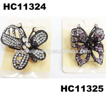 wholesale glitter butterfly crystal metal butterfly hair clip