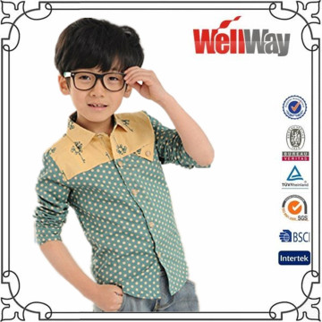 Latest fashion designer long sleeve kids casual dress boy's shirts