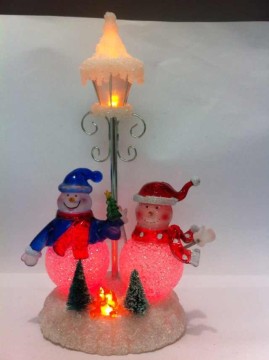 Snowman Christmas gifts under the lights