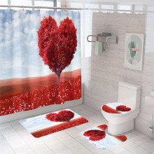 Fashion brand logo MY LOVE design custom 3D print shower curtain Modern bathroom set