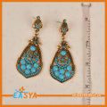 Vintage Retro antik emas laut biru anting-anting batu yang murah