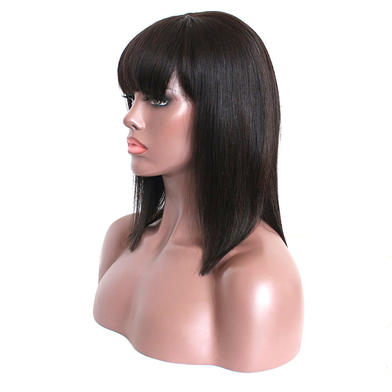 factory price peruvian hair bob,the lovely machine made wigs bob with bang