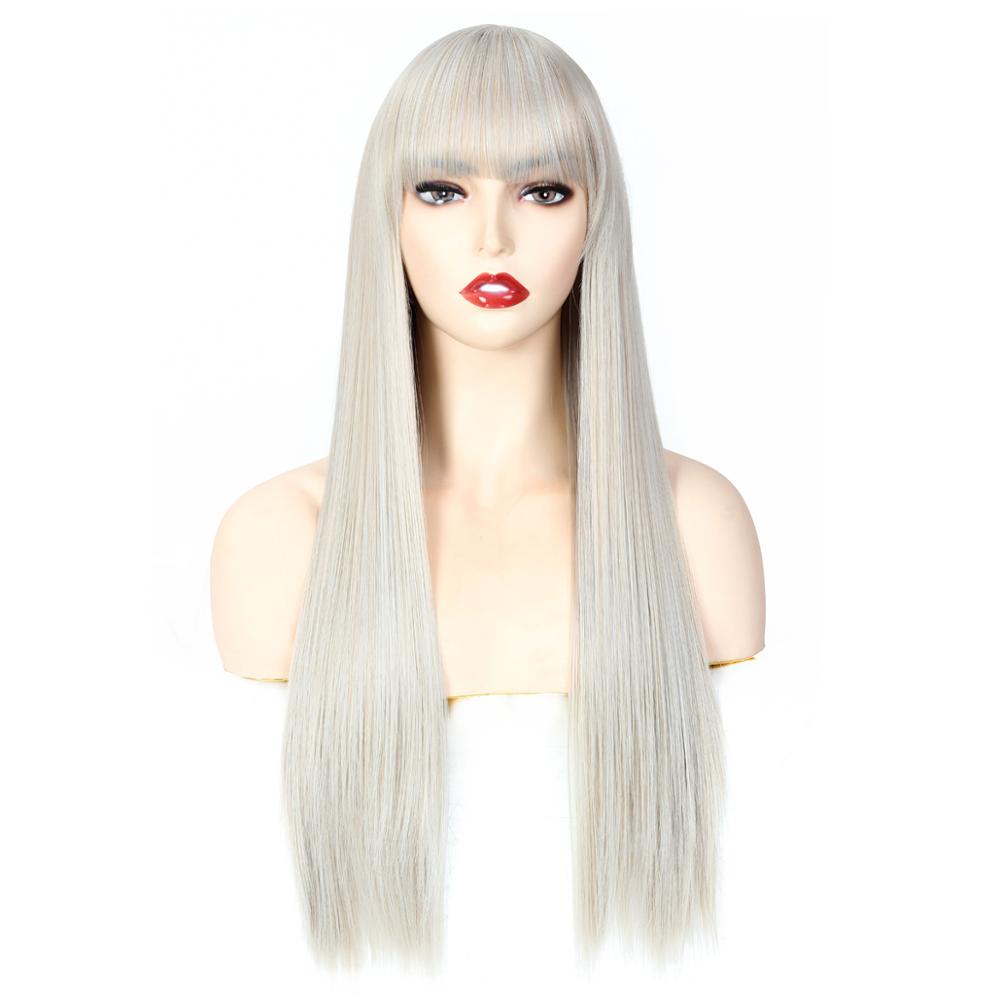 MYZER straight hair cheap artificial wig, synthetic wig supplier, 26-inch artificial wig in various colors (cream color)