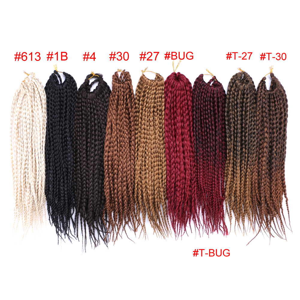 Hot sell box braids hair synthetic hair waves 14 inch 22 strands crochet box braids