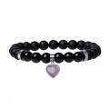 Perles rondes d&#39;Onyx mat 8 mm avec bracelet de pendentif Bracelet Crystal Bracelet pour femmes pour femmes
