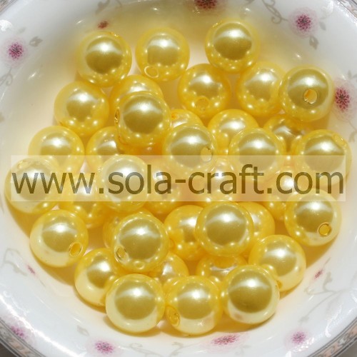 Natural Round Freshwater China Pearl Beads With Embroidery Design 6MM Yellow Acrylic Beads