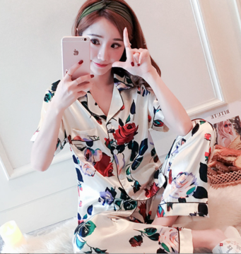 Women Satin Printed Pajamas Sets