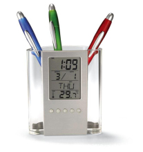 Custom Logo Multifunction Electronic Perpetual Calendar Pen Holder