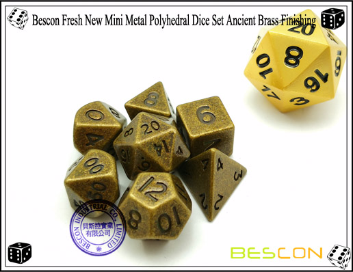 Bescon Fresh New Mini Metal Polyhedral Dice Set Ancient Brass Finishing-4