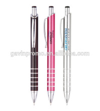 Click metal ball pen with curved rings