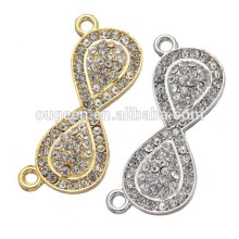 2016 new design hot sale alloy metal rhinestone gold infinity pendant