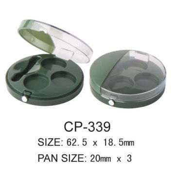 Round Plastic Cosmetic Eyeshadow Compact Case With Three Pan