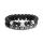 Punk CZ Bull Head Skull Men Pulsera Fashion ox Matte Onyx Stone Beads Charm Bracelets Bangles Macrame Strand Jewelry