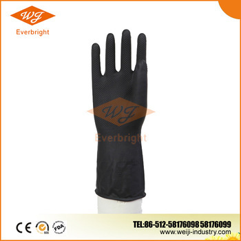 High quality Durable Black heavy duty rubber gloves, Black rubber gloves industrial use