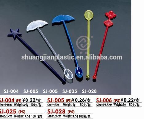 plastic stirring rod with umbrella handle