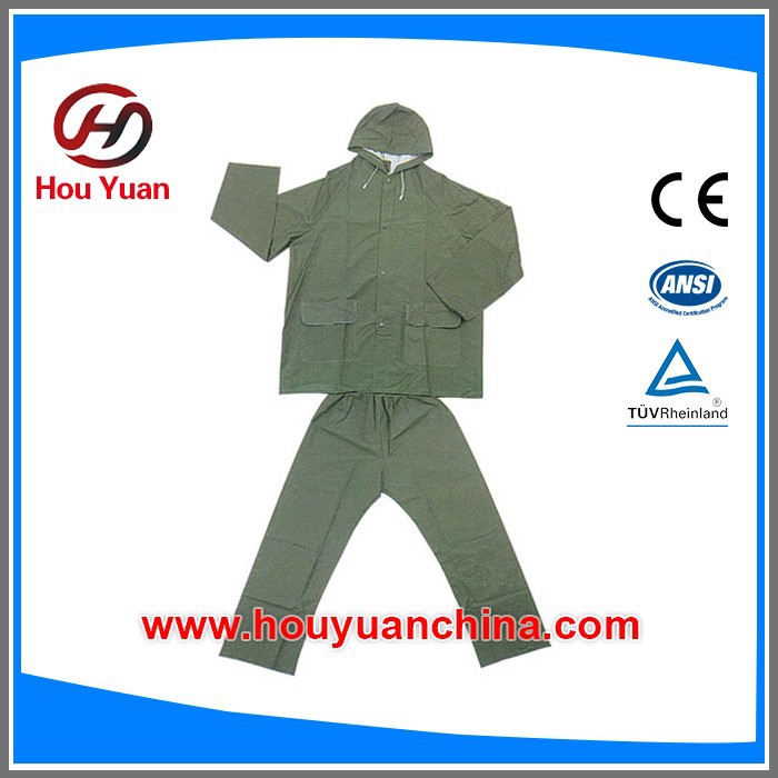 Yellow PVC Rain suit, high quality with reflective tapes, Fluorescent yellow and orange can be customized CE Standard