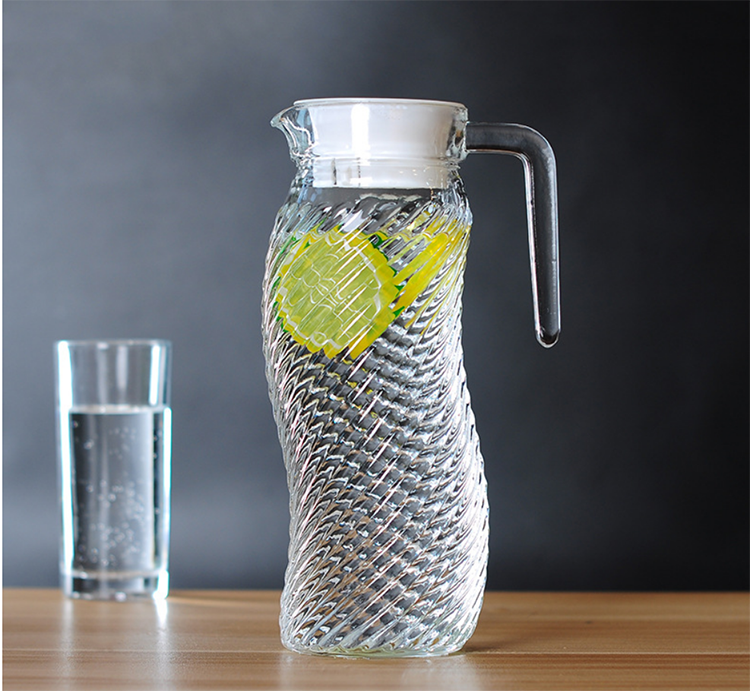 Lead-free glass cold water bottle open in cold white transparent zap for home use with cover