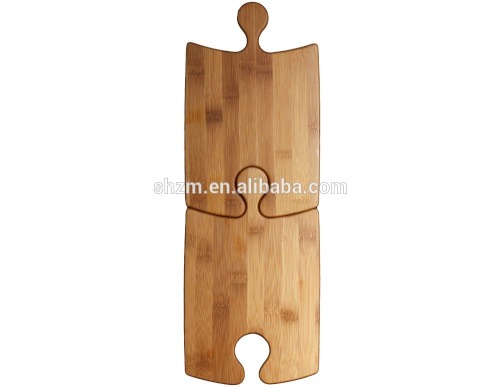 Set of 2 party platters shaped Bamboo Puzzle Party Platter, party serving board