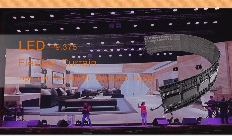led dj background screen curtain indoor/ outdoor P9.375 foldable led screens / pixel pitch 9.375mm Flexible