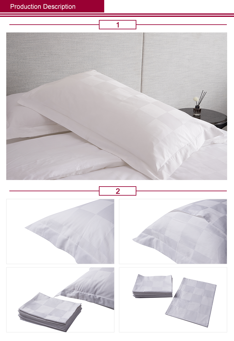 Hotel Guestroom Linen Set 9cm Check Cotton Pillowcase